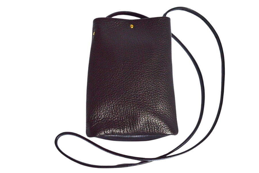 Shinshu deer leather: cylindrical smartphone pouch: DZB-100