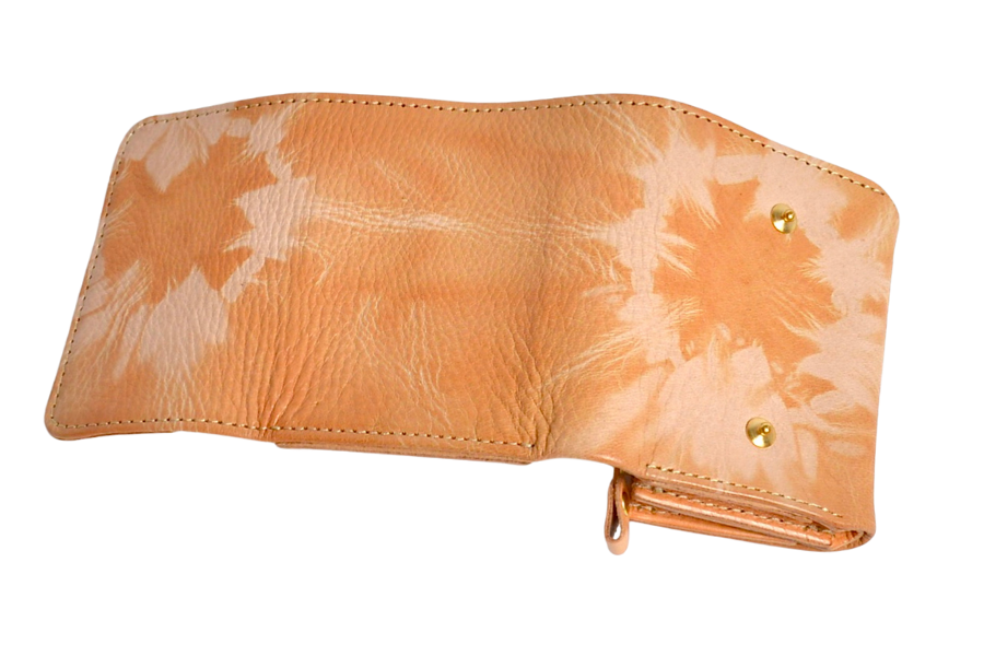 Apricot-dyed leather: Tri-fold wallet: KMS-100