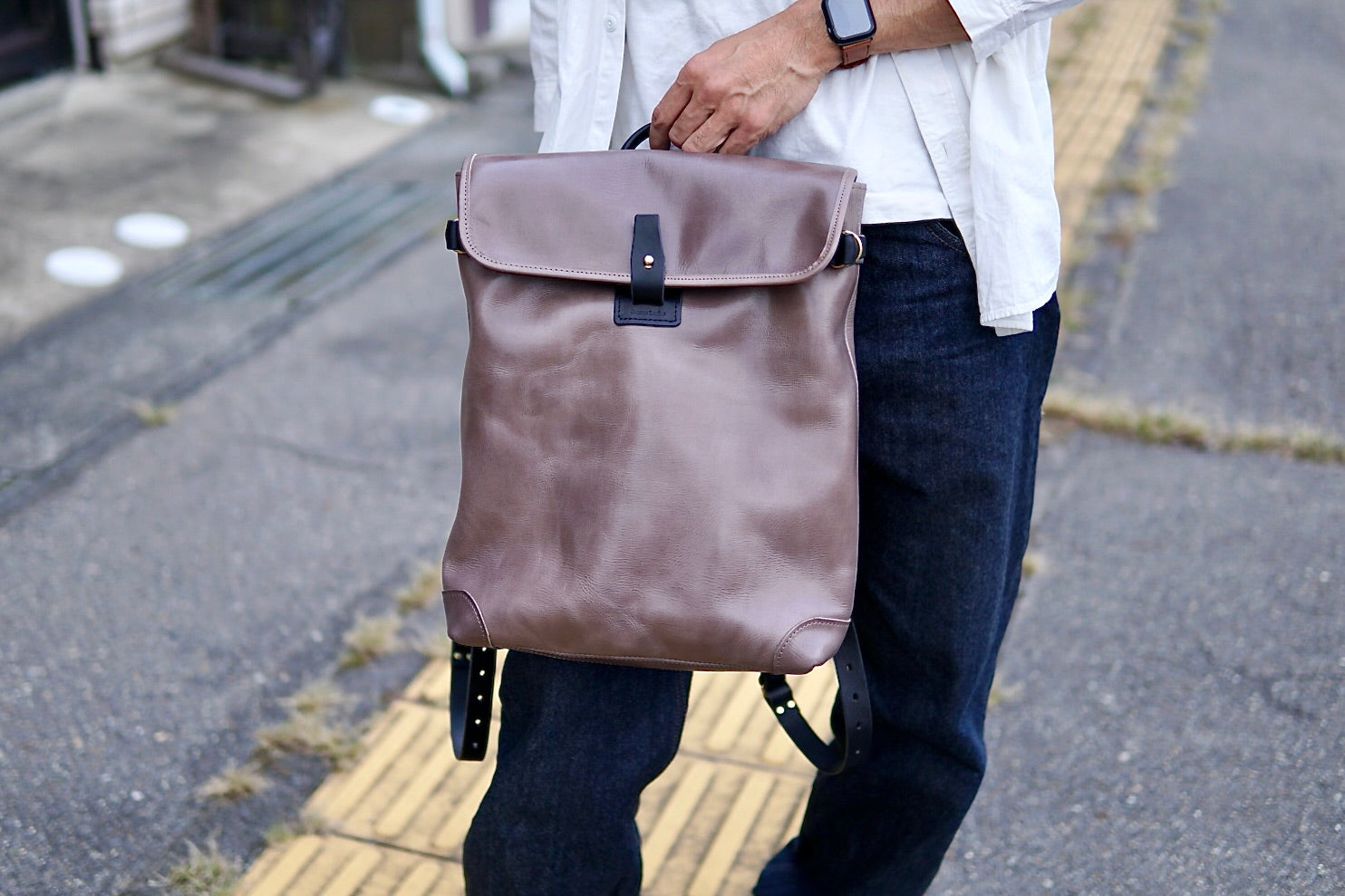 Leather backpack: WFB-100: flap type
