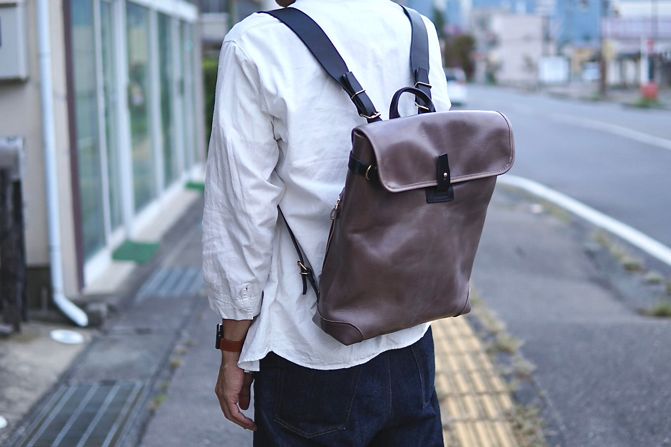 Leather backpack: WFB-100: flap type