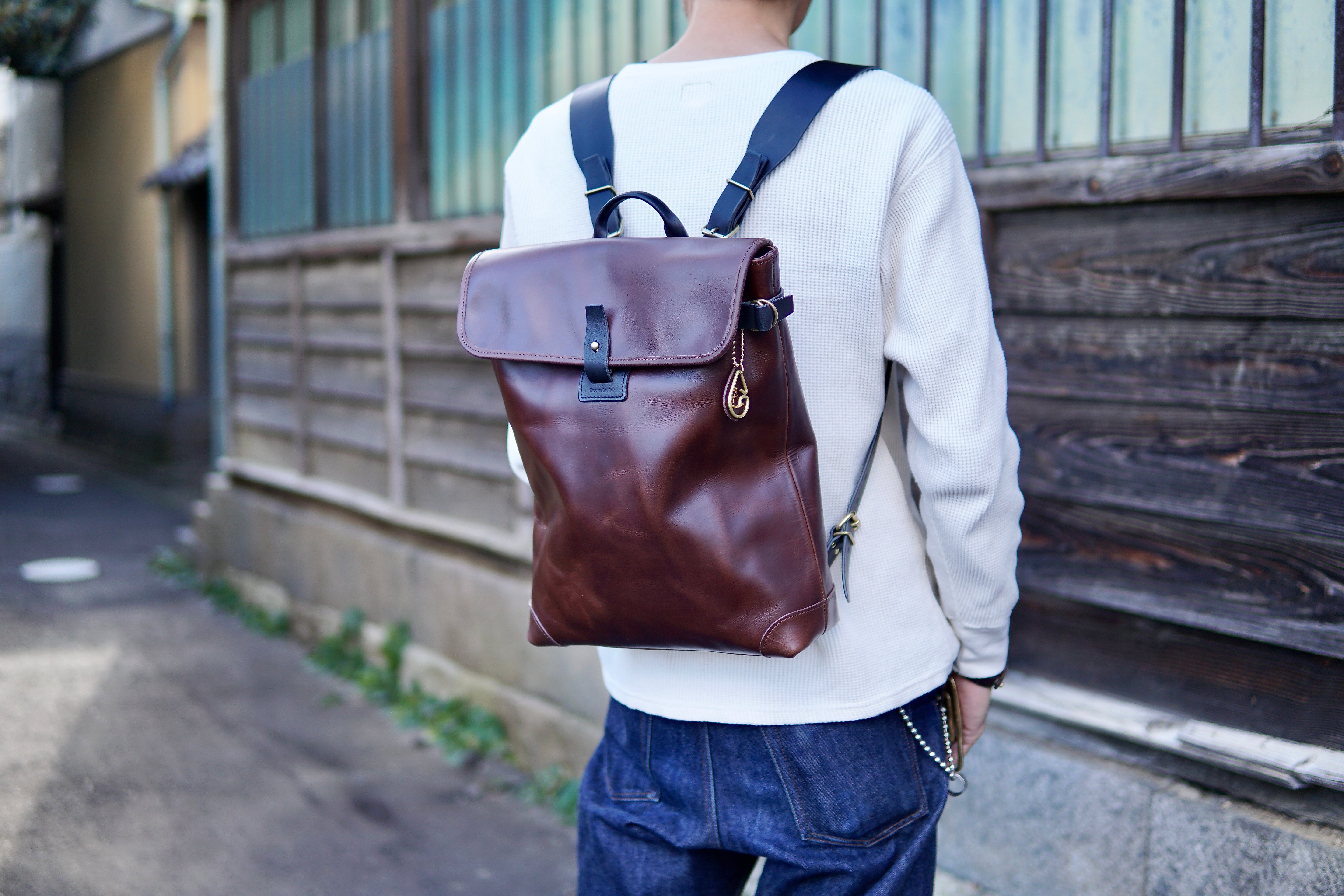 Leather backpack: WFB-100: flap type