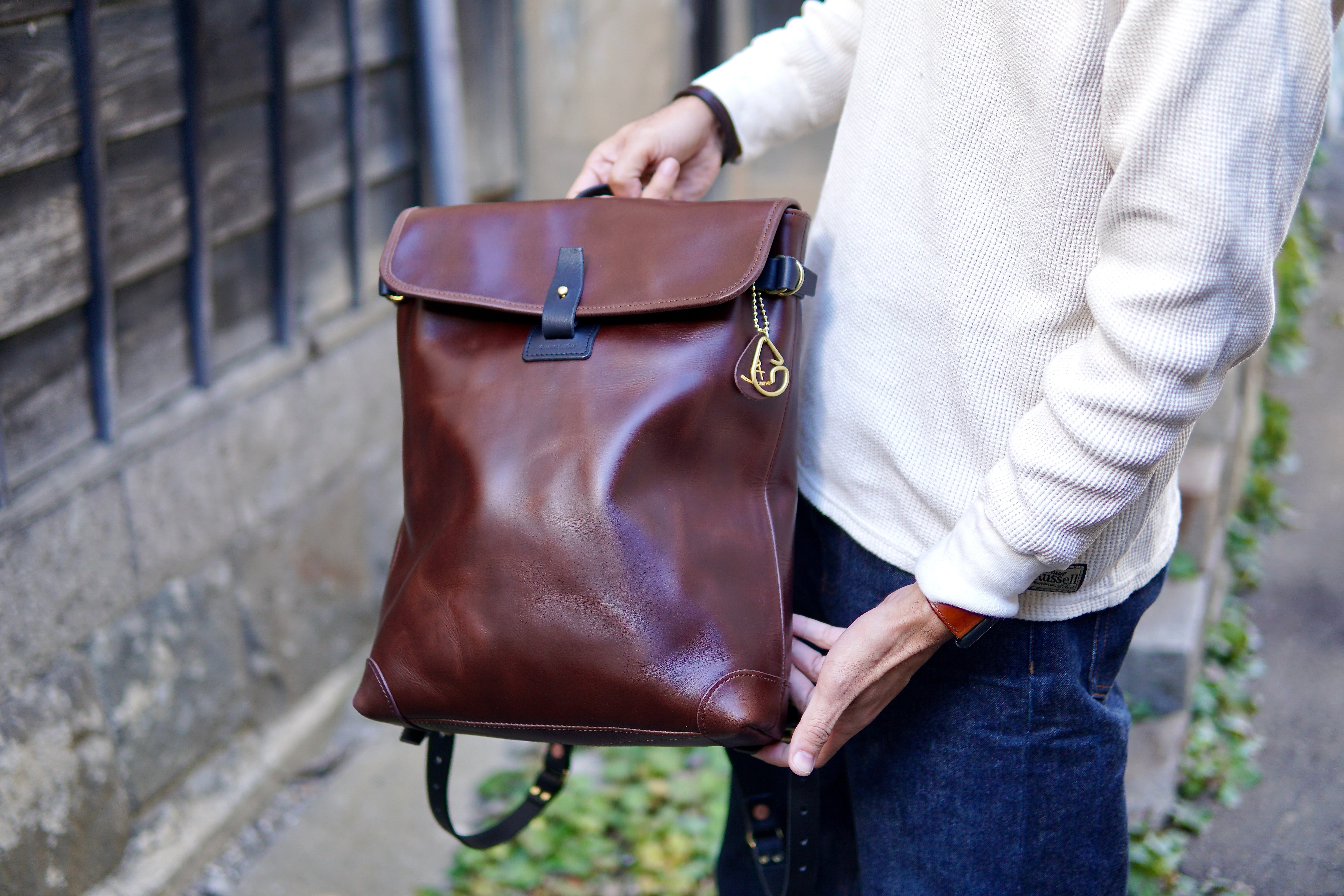 Leather backpack: WFB-100: flap type