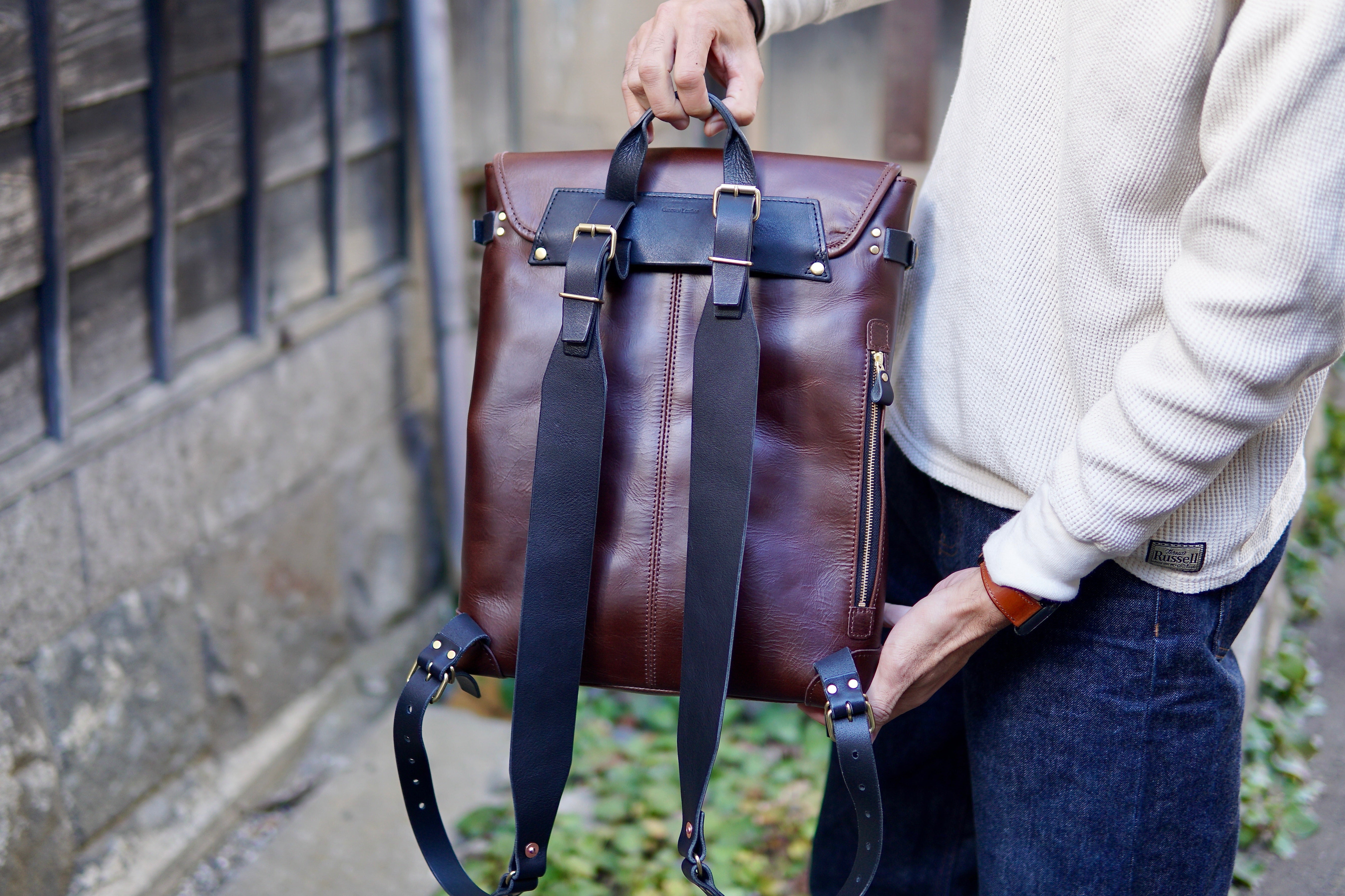 Leather backpack: WFB-100: flap type