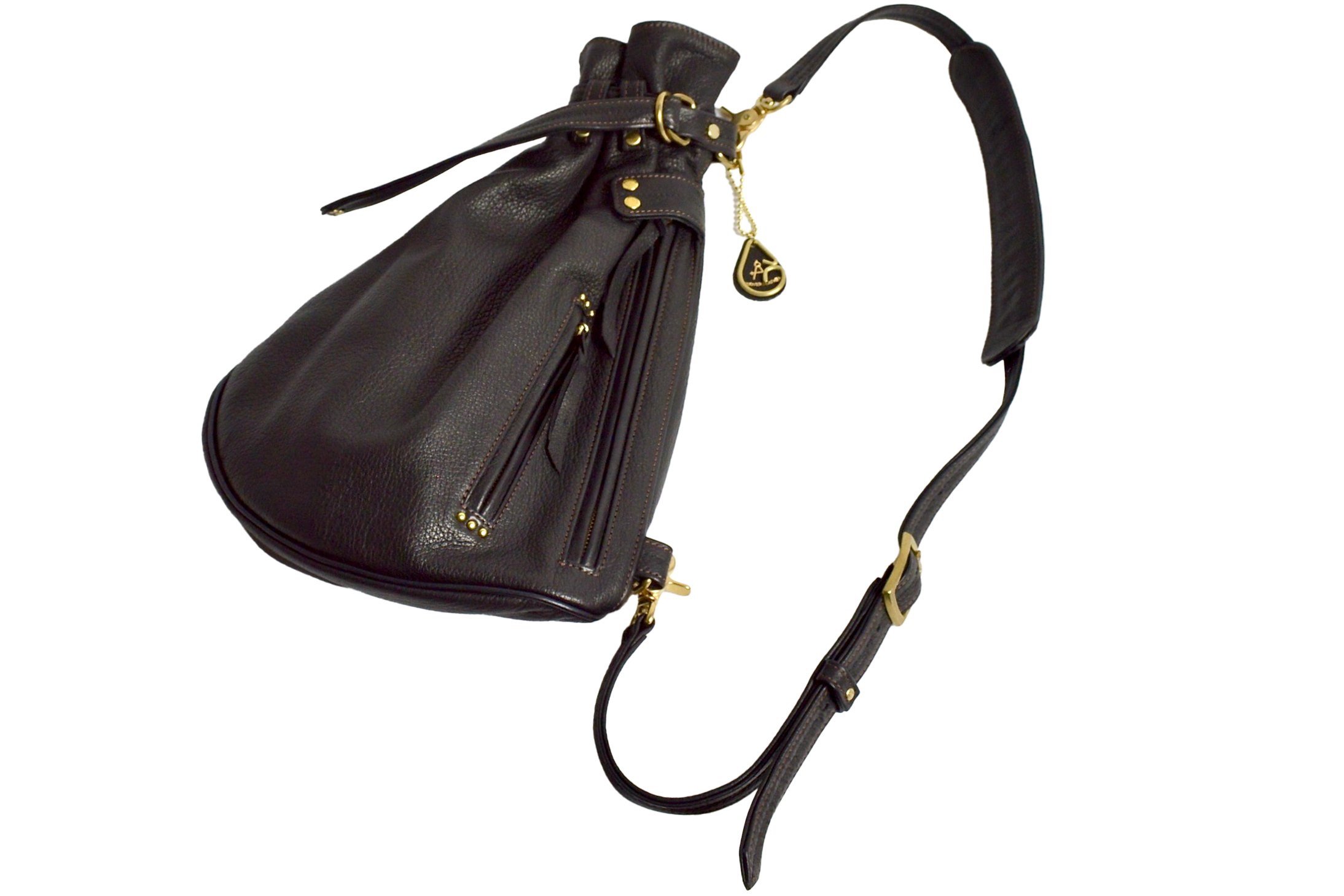 Drawstring shoulder bag Hi-DK-100 Shinshu deer leather