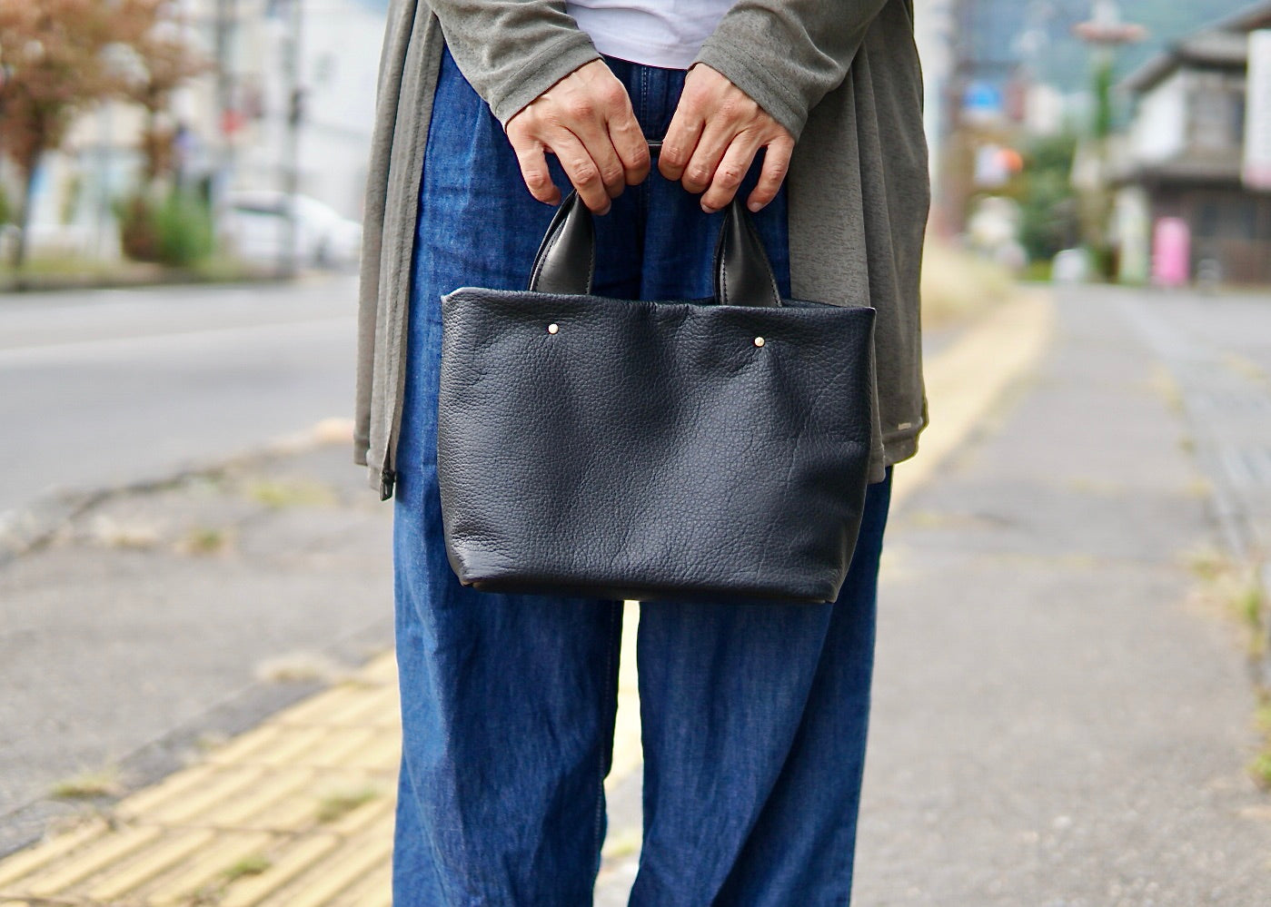 信州鹿革:寸胴ミニトート:DTB-300