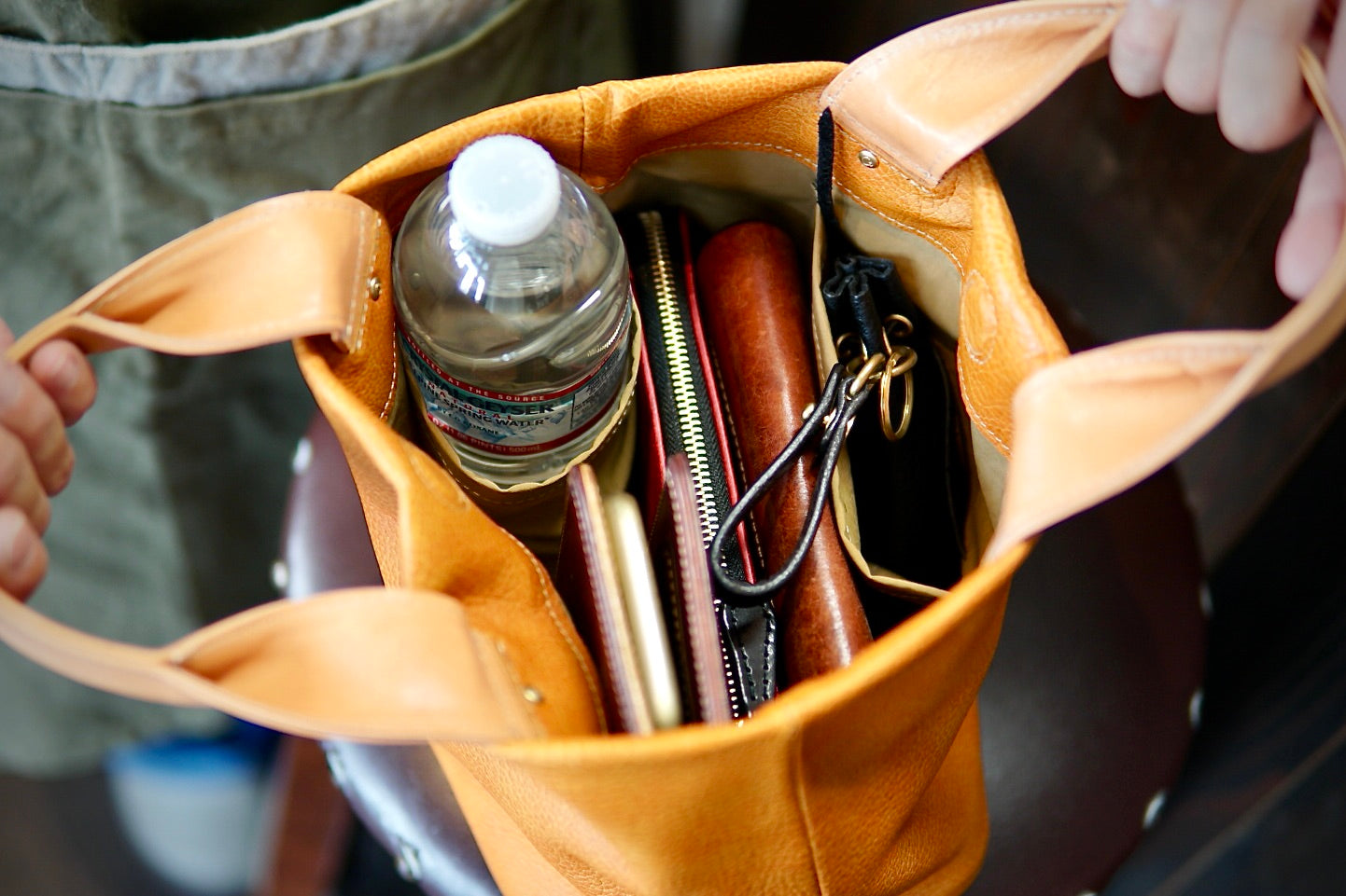 信州鹿革:寸胴ミニトート:DTB-300