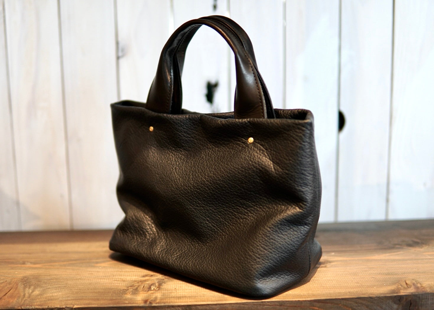 信州鹿革:寸胴ミニトート:DTB-300