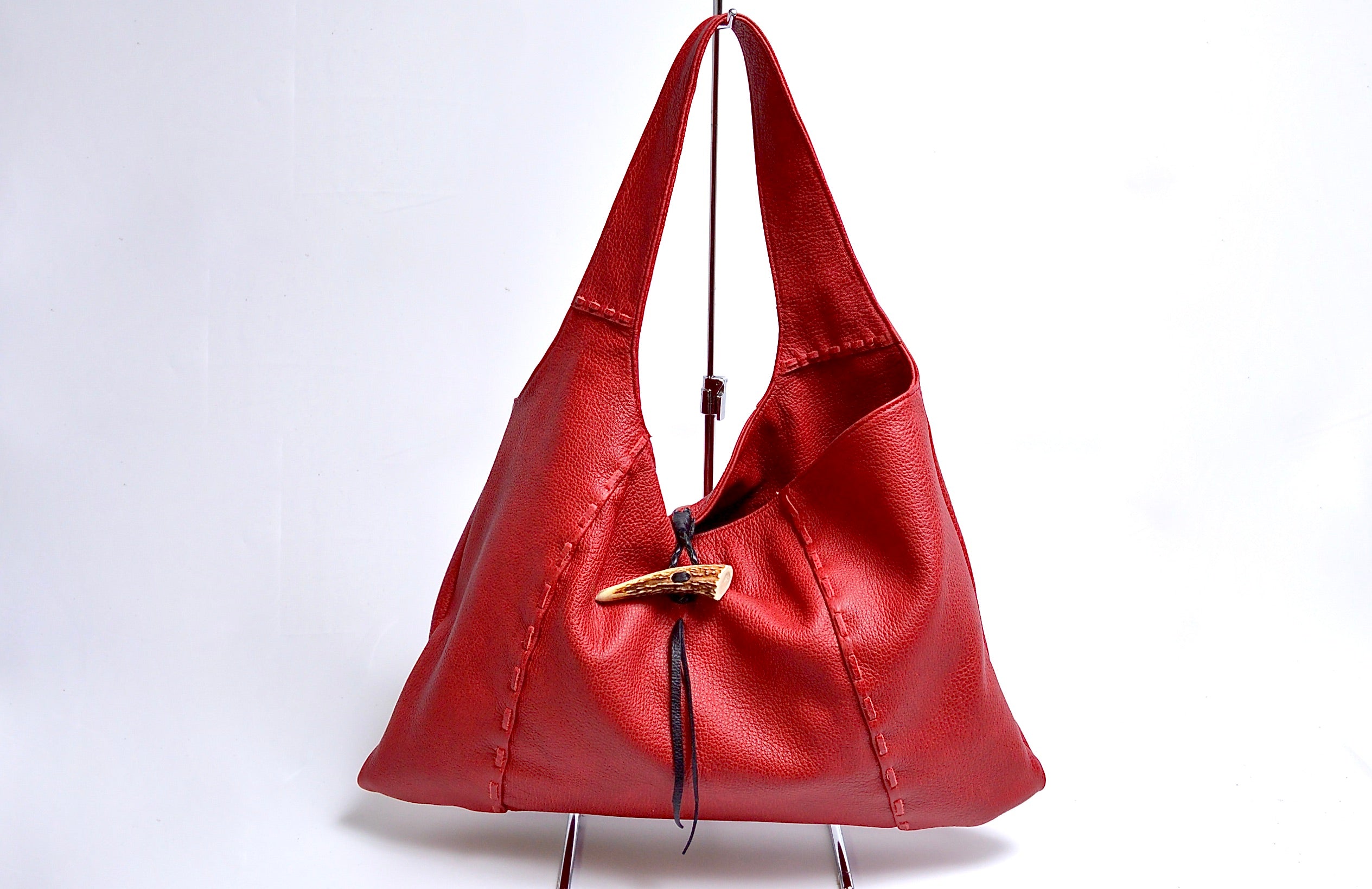 ワンショルダーバッグ(ツノ付き):信州鹿革:DTH-100