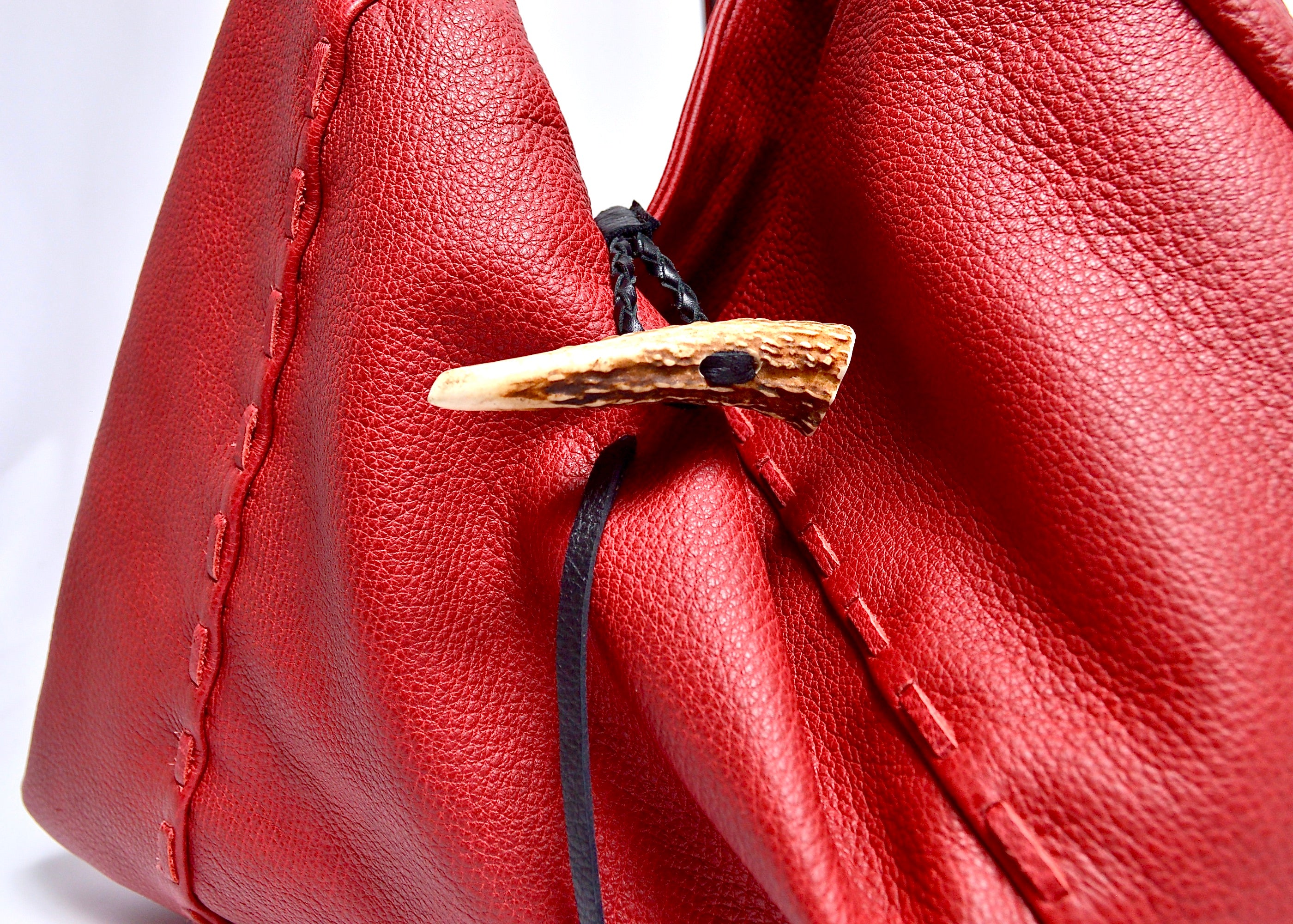 ワンショルダーバッグ(ツノ付き):信州鹿革:DTH-100