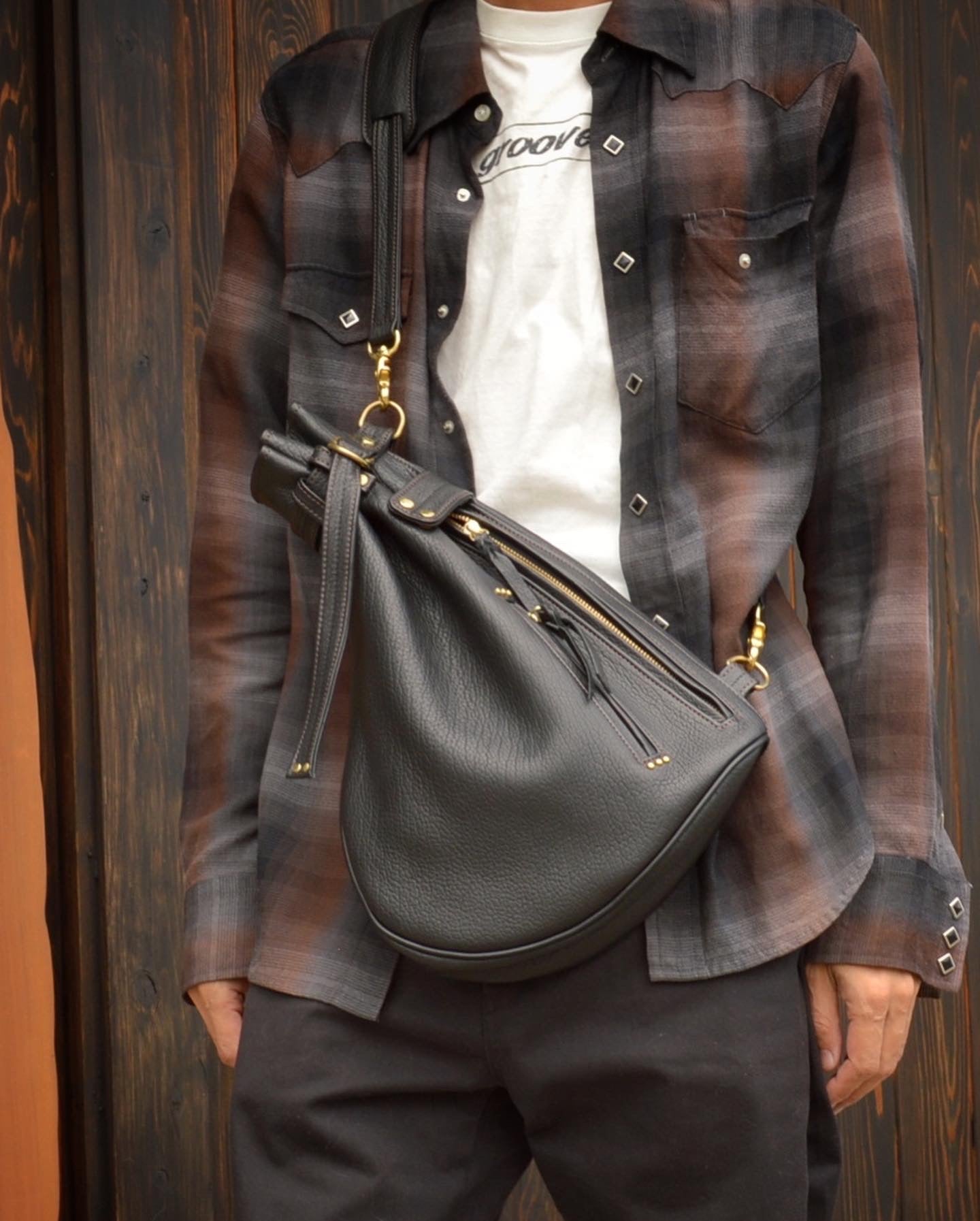 巾着ショルダーバッグ Hi-DK-100 信州鹿革