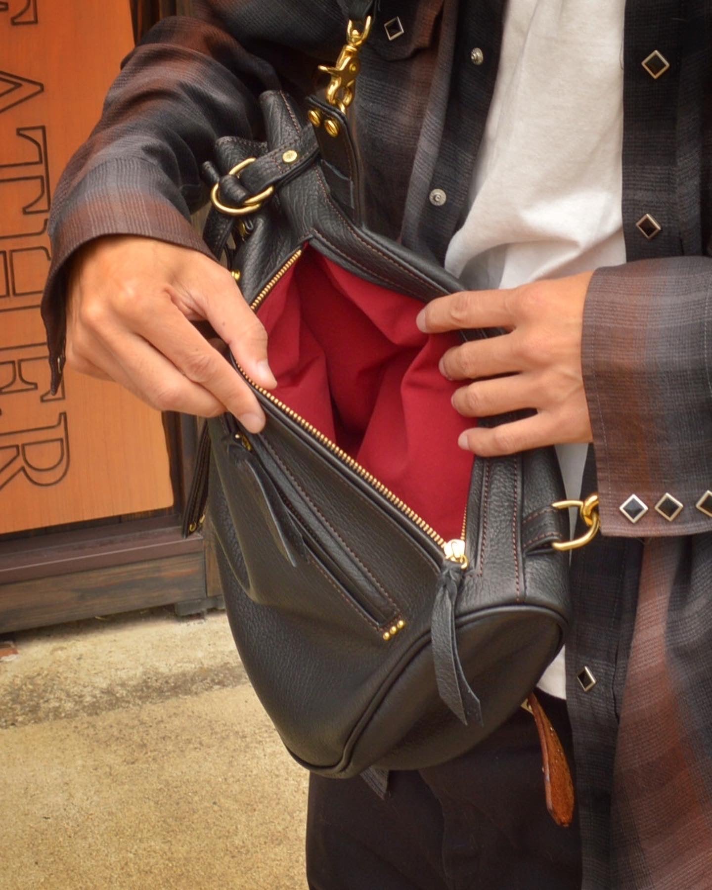 巾着ショルダーバッグ Hi-DK-100 信州鹿革