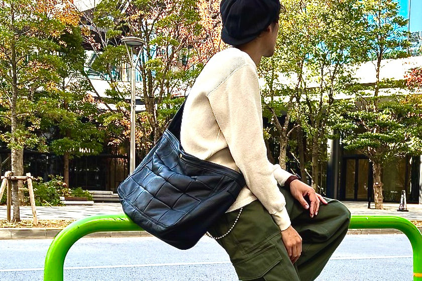 ニュースペーパーバッグ:信州鹿革:DNB-100