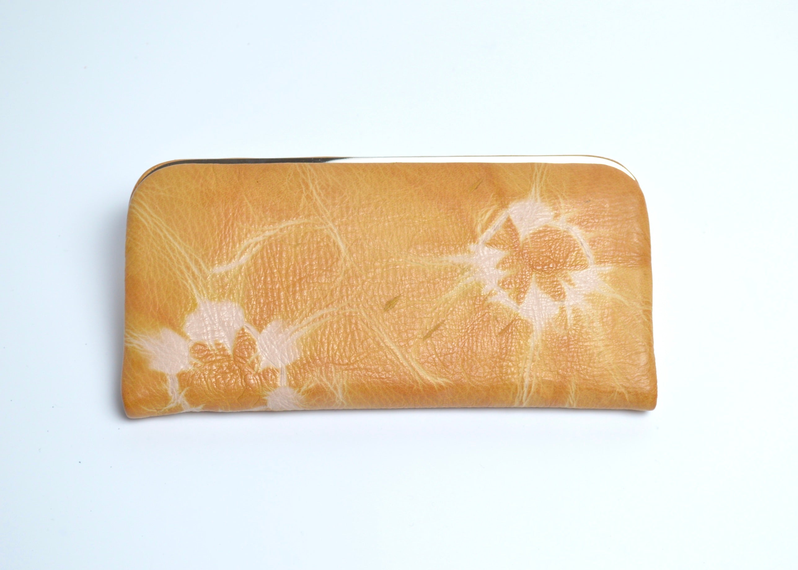 杏染革:がま口長財布:隠し口金:KDG-100