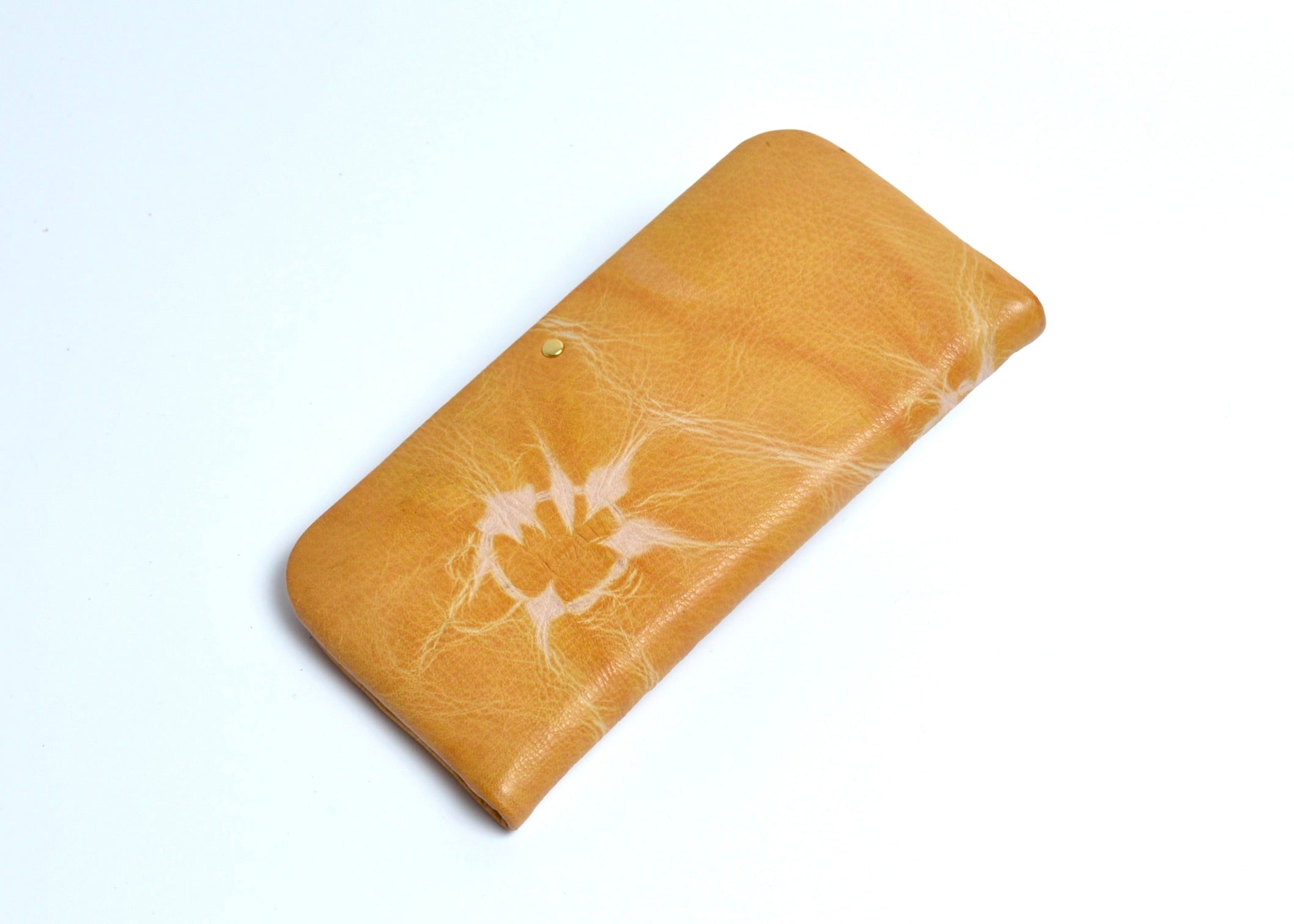 杏染革:がま口長財布:隠し口金:KDG-100