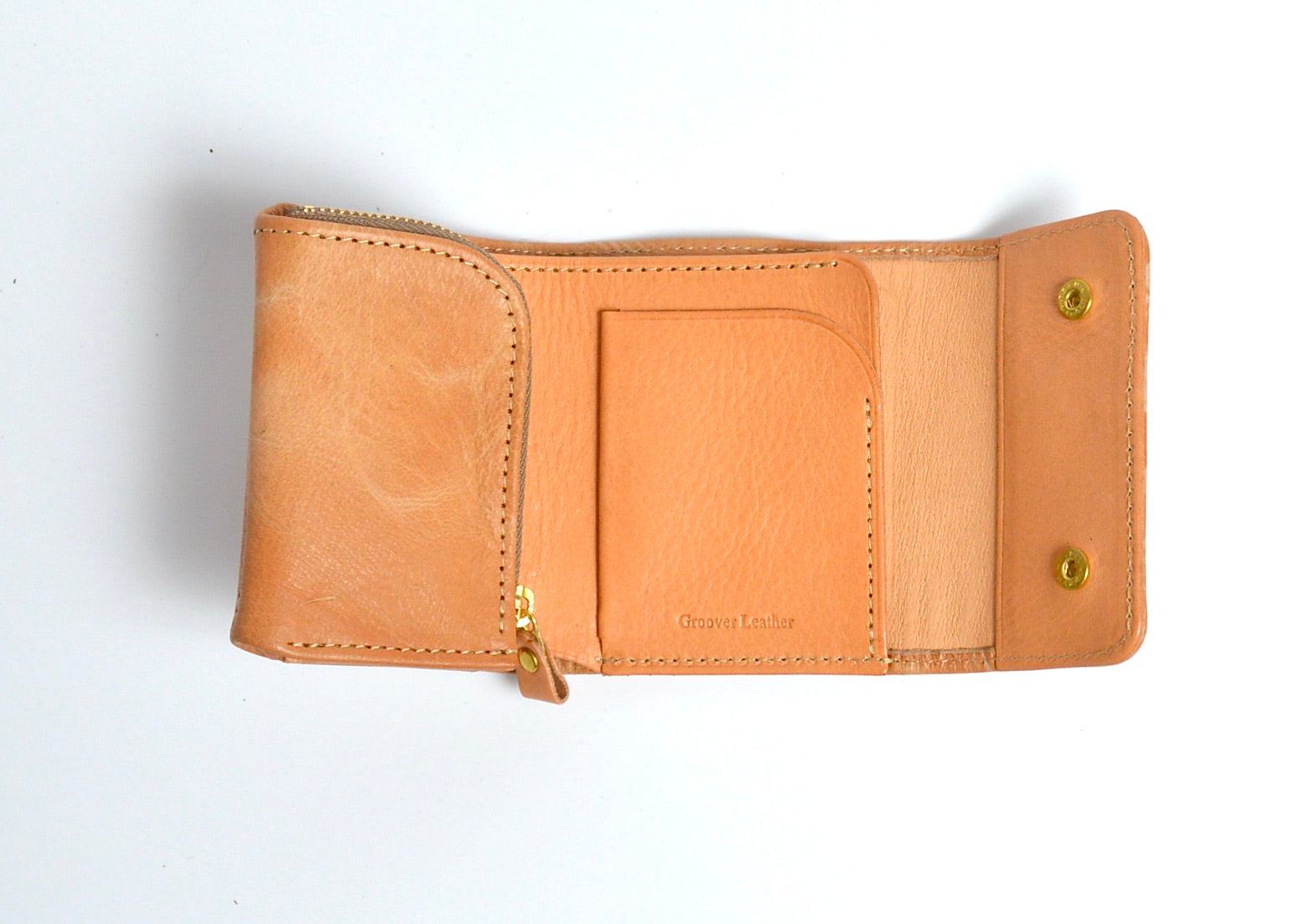 杏染革:三つ折りウォレット: KMS-100