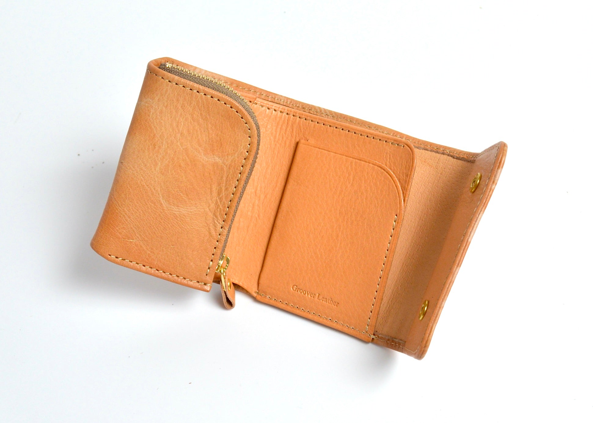 杏染革:三つ折りウォレット: KMS-100