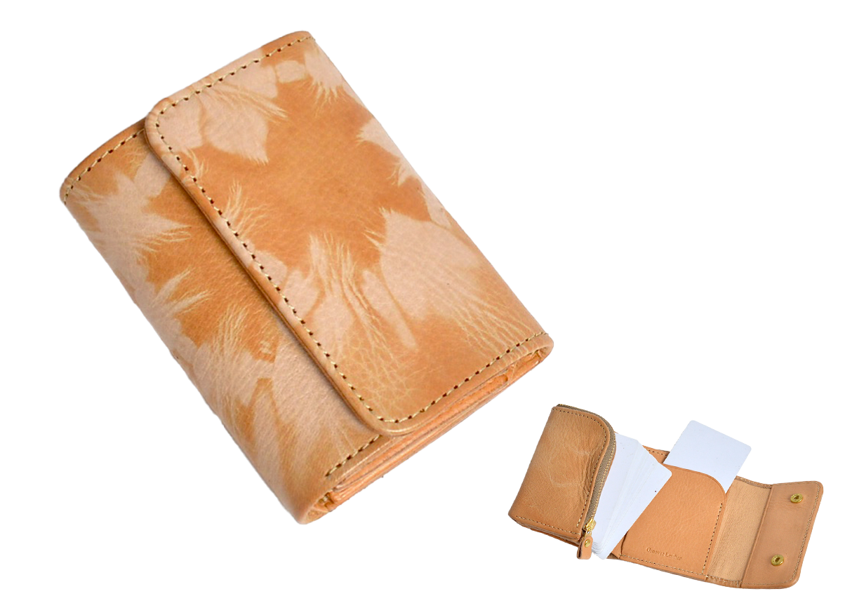 杏染革:三つ折りウォレット: KMS-100