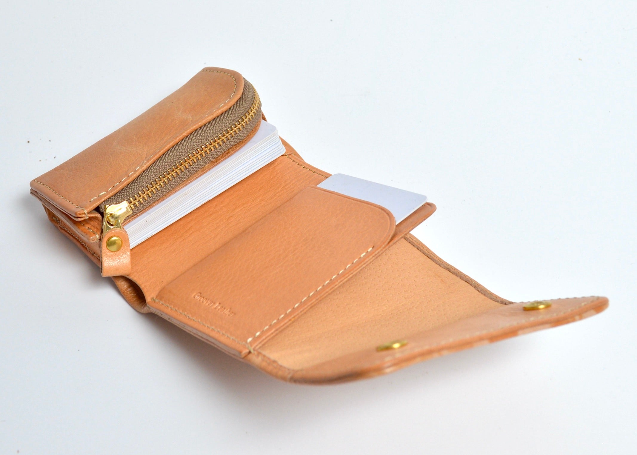 杏染革:三つ折りウォレット: KMS-100