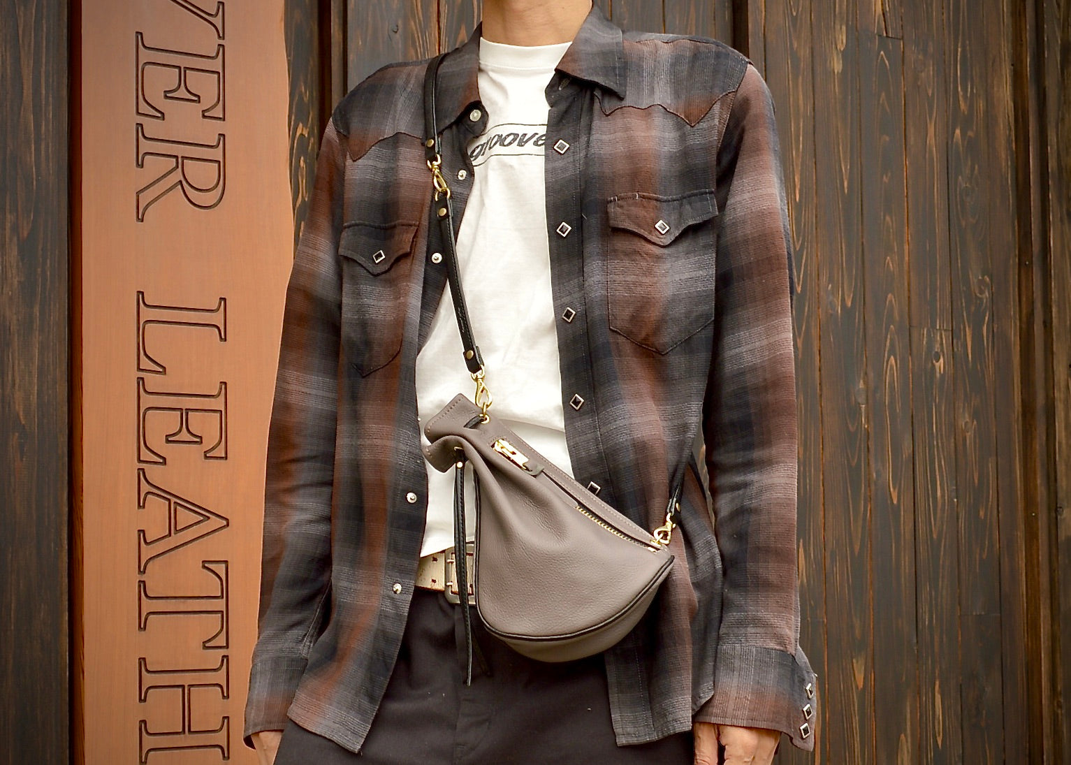 巾着ショルダー:信州鹿革:DHB-100