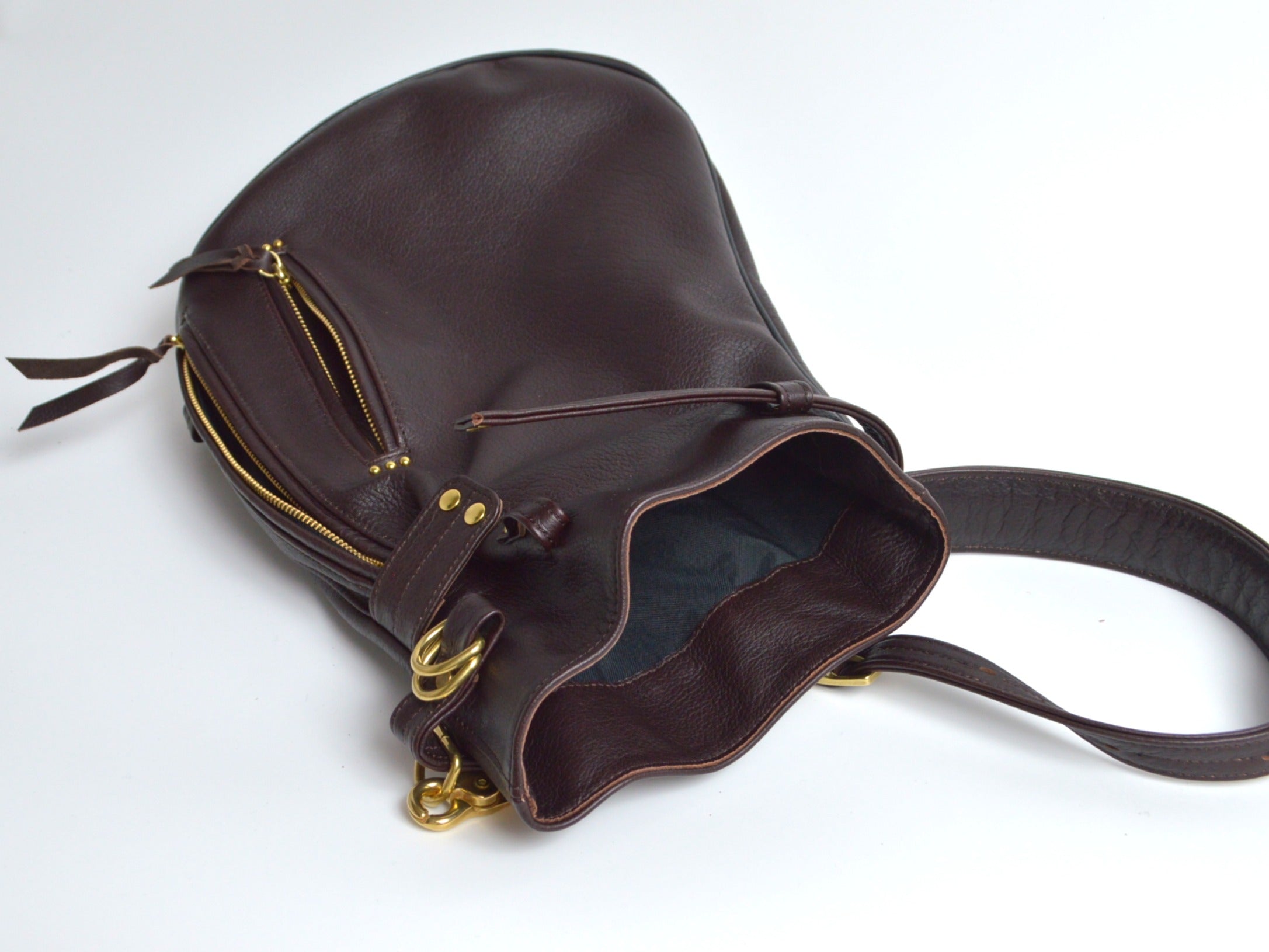 Drawstring shoulder bag Hi-DK-100 Shinshu deer leather