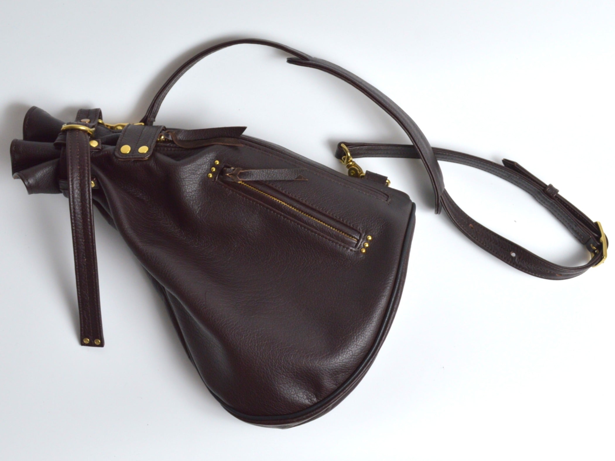 Drawstring shoulder bag Hi-DK-100 Shinshu deer leather