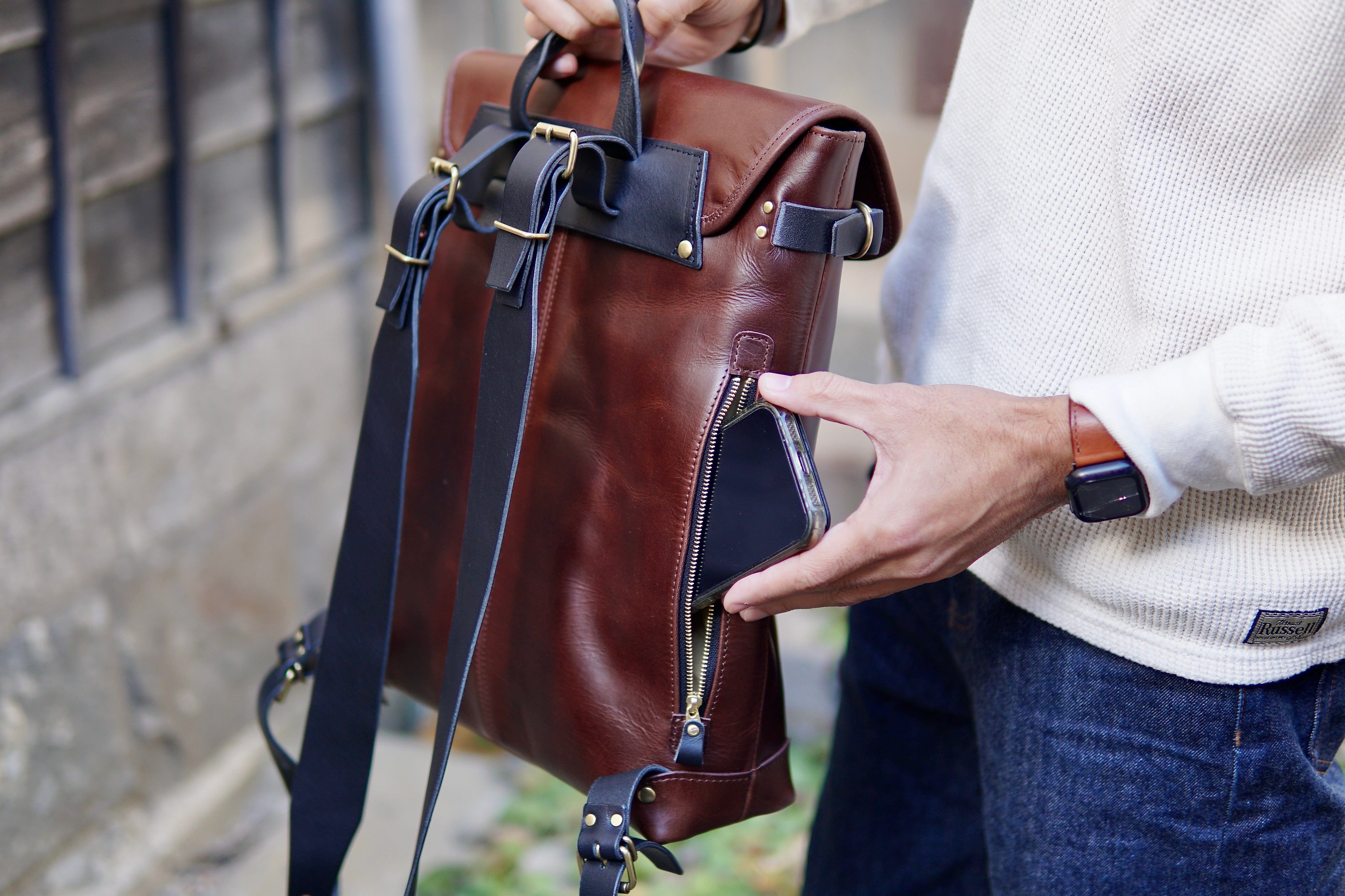 Leather backpack: WFB-100: flap type