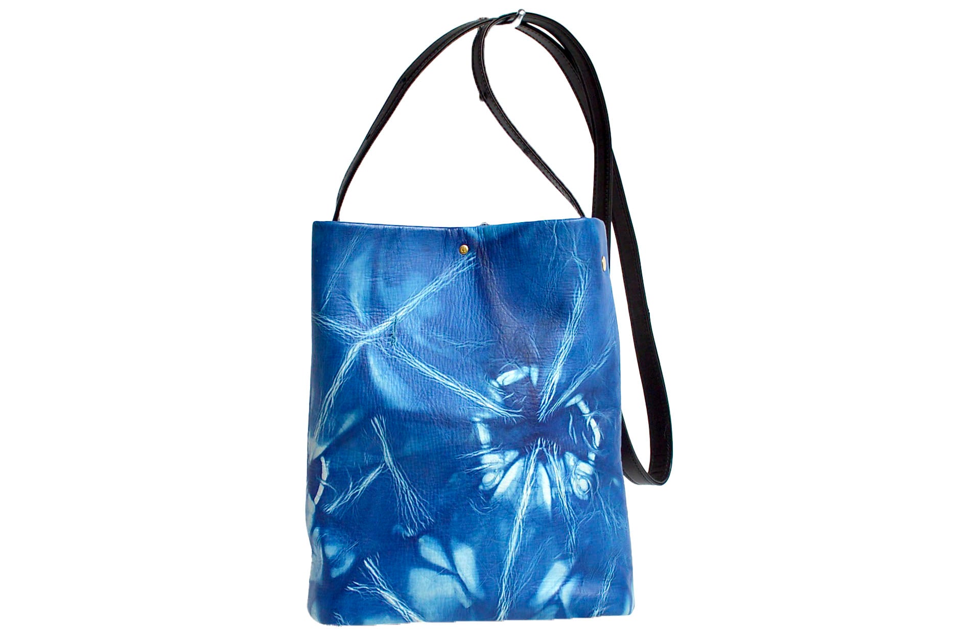 逢初レザー：寸胴スマホポーチ：AZB-100S（絞り染め）